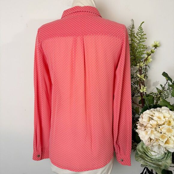 OLIVE & OAK | polka dot buttondown blouse | small | sheer - Picture 5 of 9